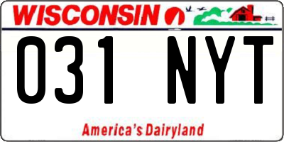 WI license plate 031NYT