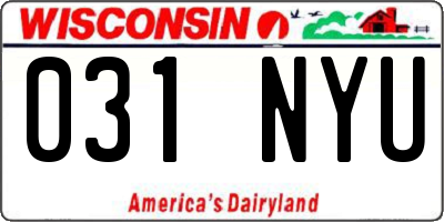 WI license plate 031NYU