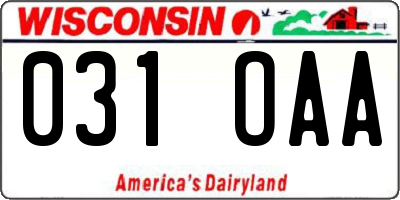 WI license plate 031OAA