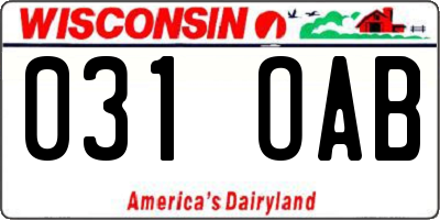 WI license plate 031OAB