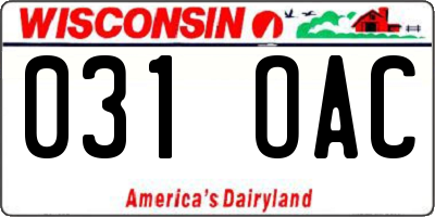 WI license plate 031OAC