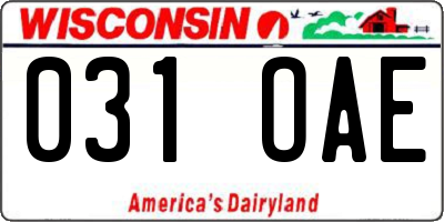 WI license plate 031OAE