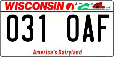 WI license plate 031OAF