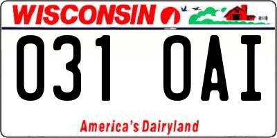 WI license plate 031OAI