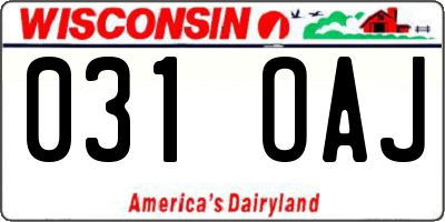 WI license plate 031OAJ