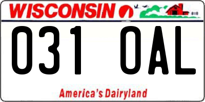 WI license plate 031OAL