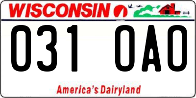 WI license plate 031OAO