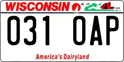 WI license plate 031OAP