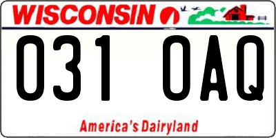 WI license plate 031OAQ
