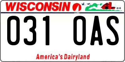 WI license plate 031OAS