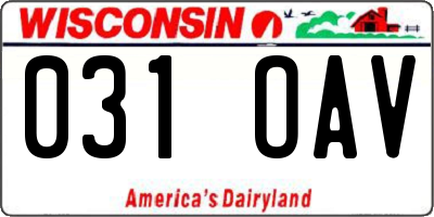 WI license plate 031OAV