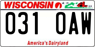 WI license plate 031OAW