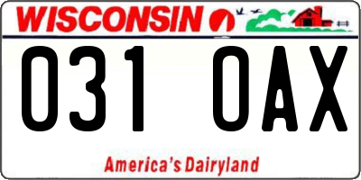 WI license plate 031OAX