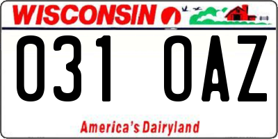 WI license plate 031OAZ