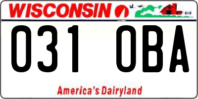 WI license plate 031OBA