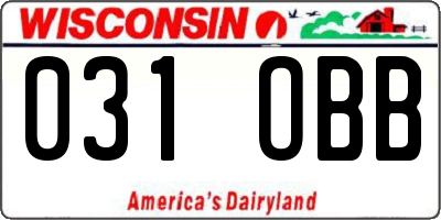WI license plate 031OBB