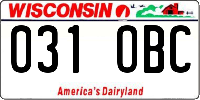 WI license plate 031OBC