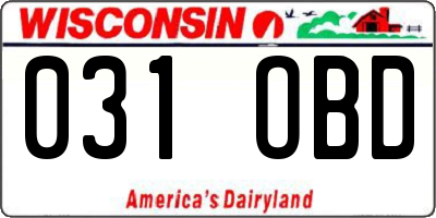WI license plate 031OBD