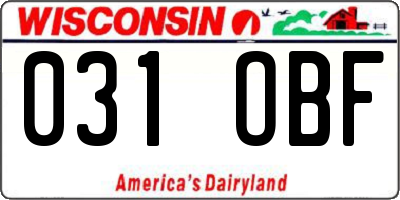 WI license plate 031OBF
