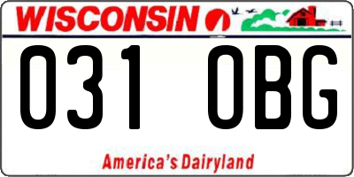WI license plate 031OBG