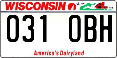 WI license plate 031OBH