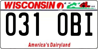 WI license plate 031OBI