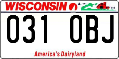 WI license plate 031OBJ