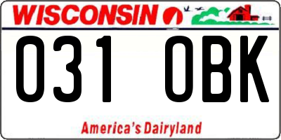 WI license plate 031OBK