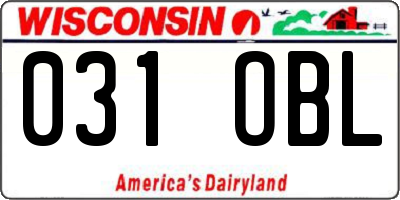 WI license plate 031OBL