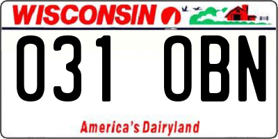 WI license plate 031OBN