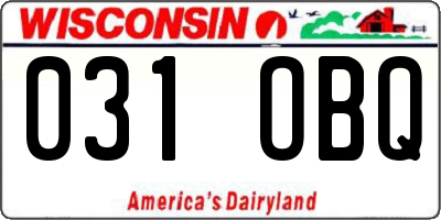 WI license plate 031OBQ