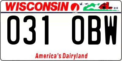 WI license plate 031OBW