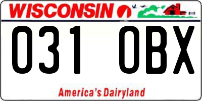 WI license plate 031OBX