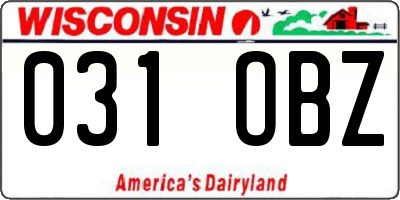 WI license plate 031OBZ