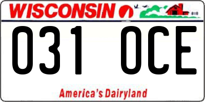 WI license plate 031OCE