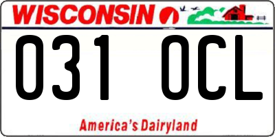 WI license plate 031OCL