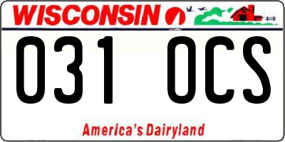 WI license plate 031OCS