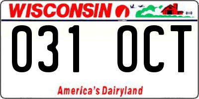 WI license plate 031OCT