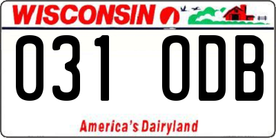 WI license plate 031ODB