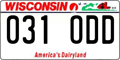 WI license plate 031ODD