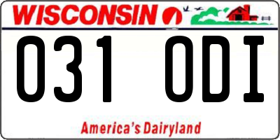 WI license plate 031ODI