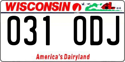 WI license plate 031ODJ
