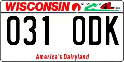 WI license plate 031ODK