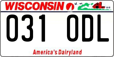 WI license plate 031ODL