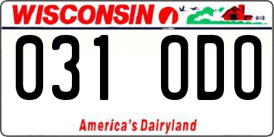 WI license plate 031ODO