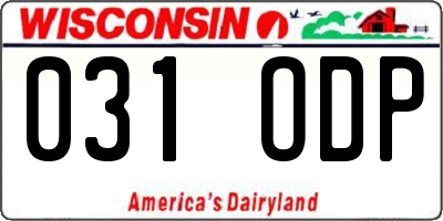 WI license plate 031ODP
