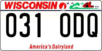 WI license plate 031ODQ