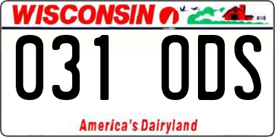 WI license plate 031ODS
