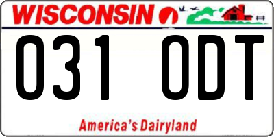 WI license plate 031ODT