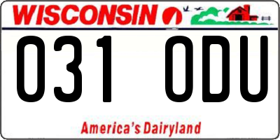 WI license plate 031ODU